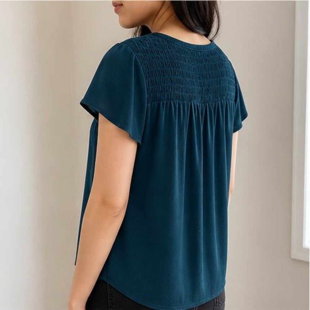 Teal Puff Sleeve Top - Picture 3 of 6